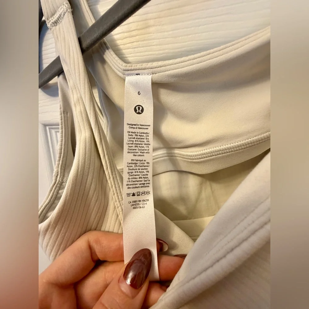 NWT Lululemon Ribbed Nulu Asymmetrical Yoga Tank Top in Bone - Picture 7 of 11